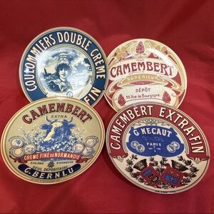 Camembert Extra-Fin vintage small cheese plate dishes set of 4 with box
